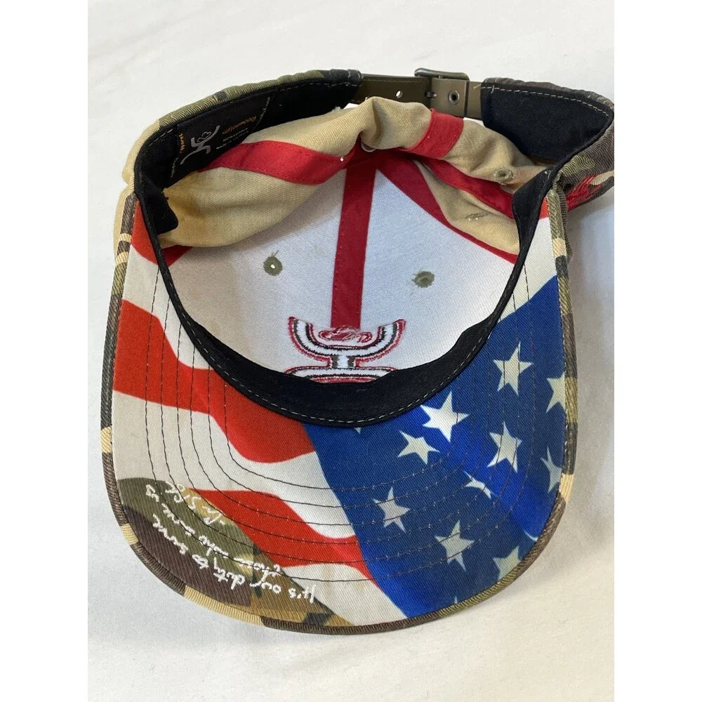 Hooey Camouflage Hat Men's Adjustable Baseball Cap Red Logo Skull Flag Underbrim